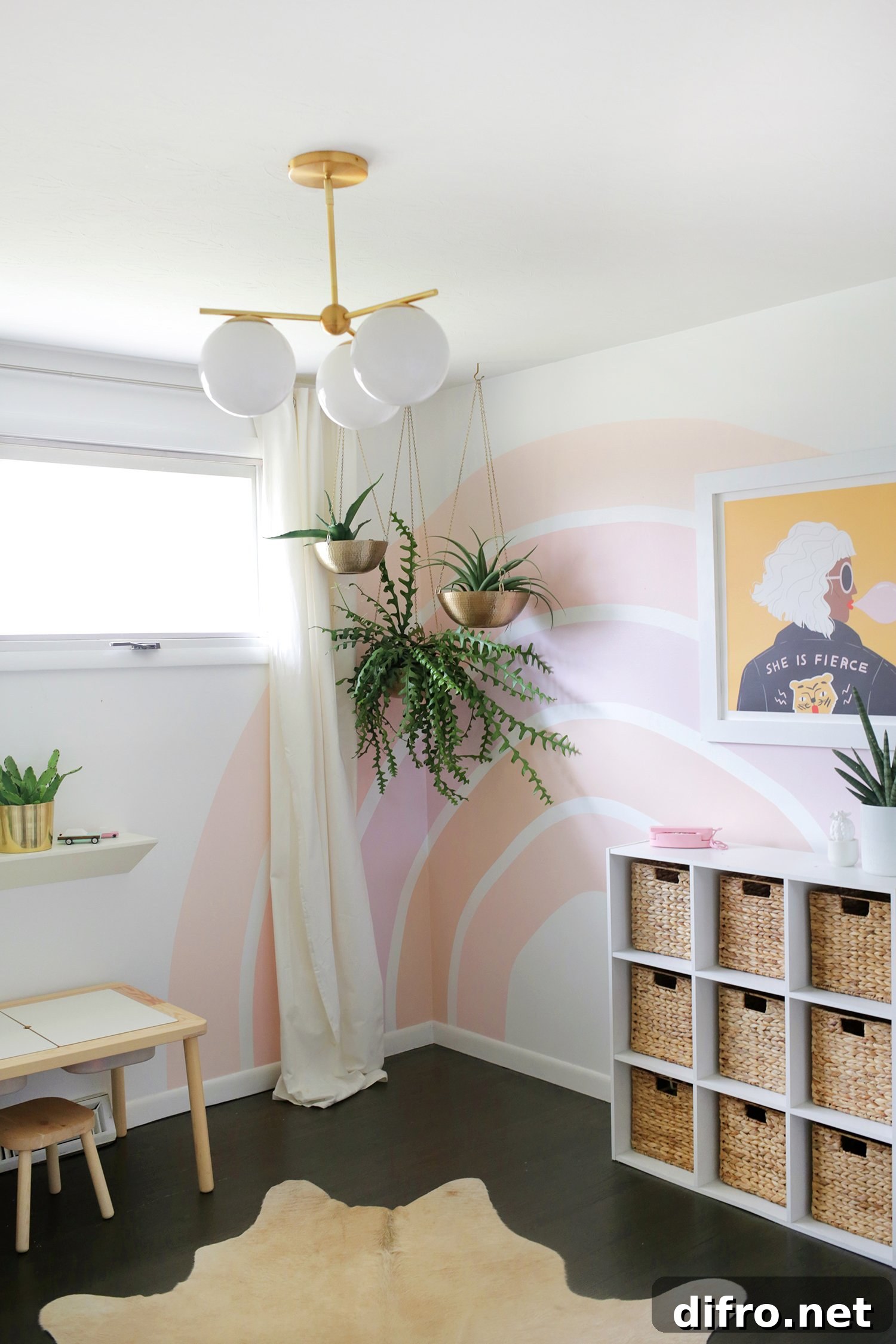 Rainbow corner accent wall