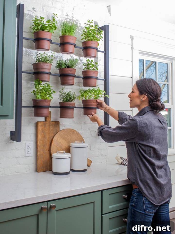 Wall-mounted herb pots
