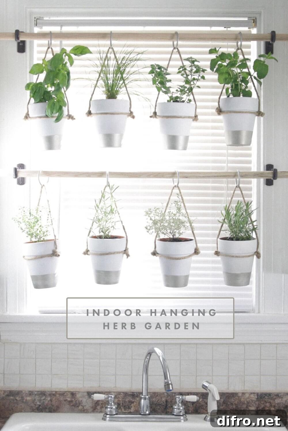 Hanging indoor herb garden