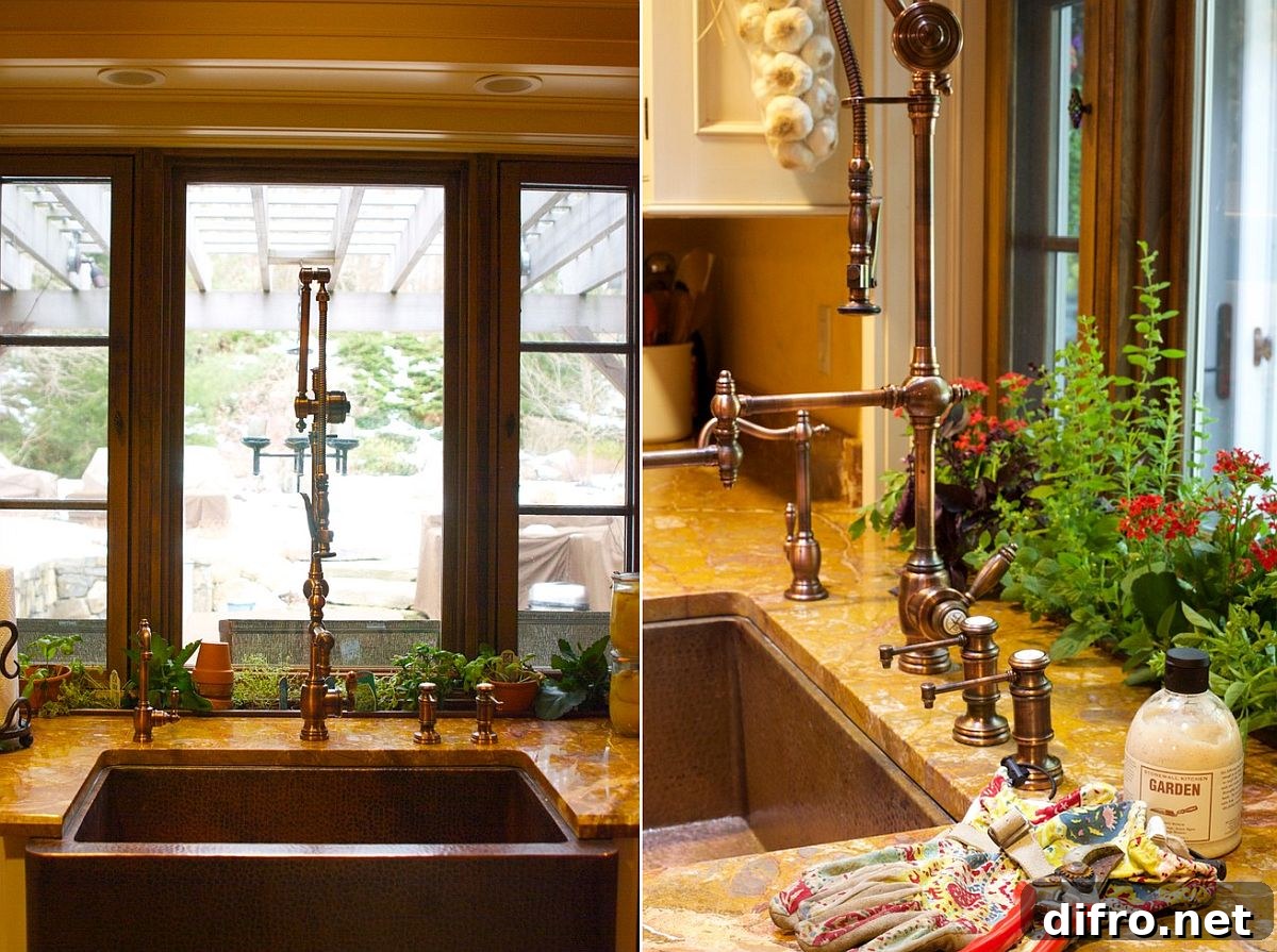 Custom herb bin draining into sink