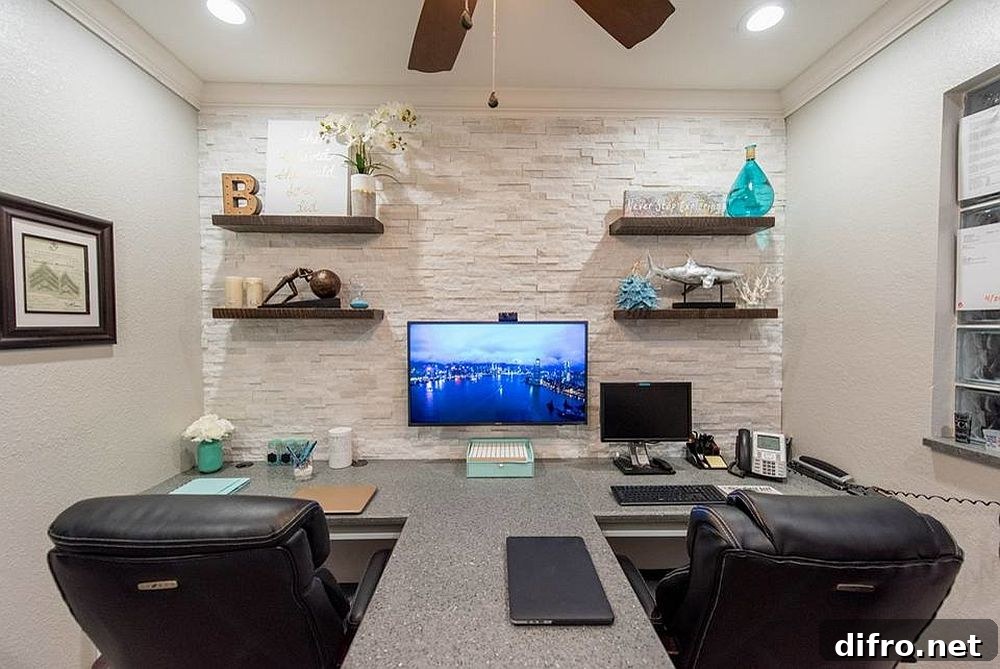 T-shaped desk for a tiny home office