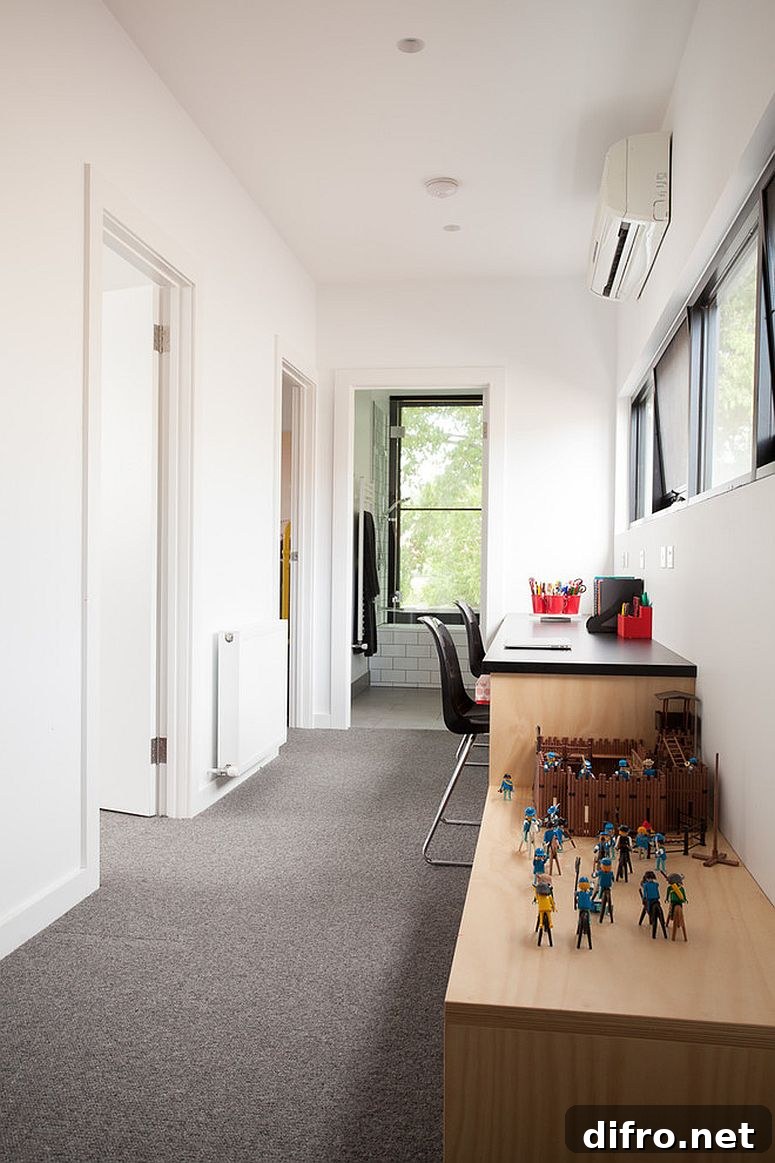 Custom desk in a hallway