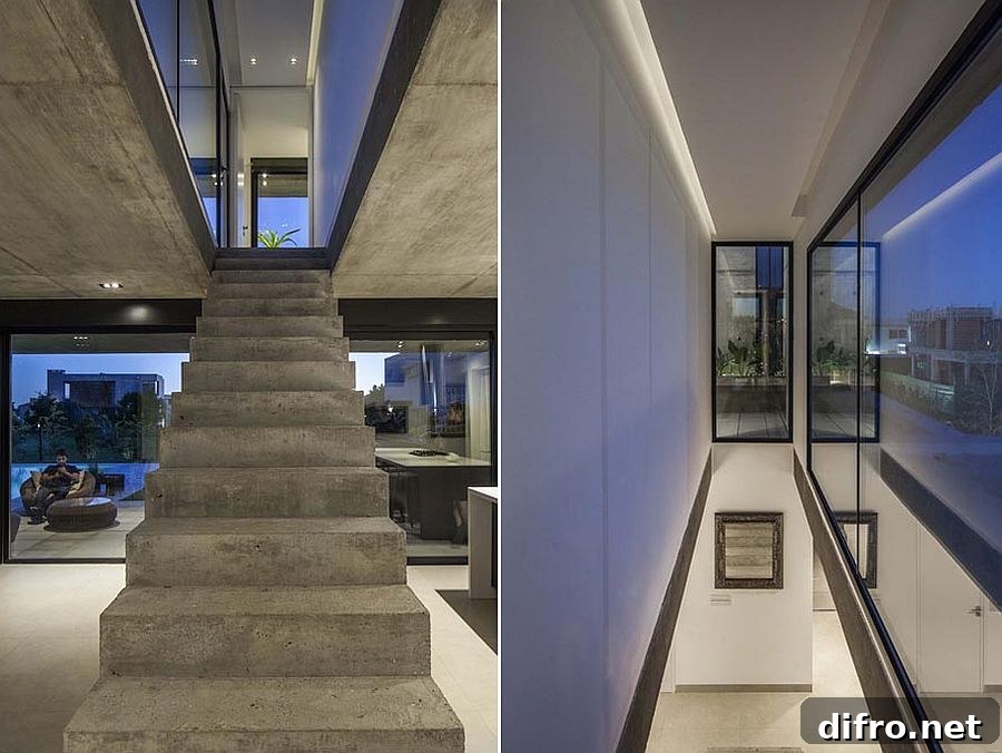 Concrete staircase and stairwell inside the House EH