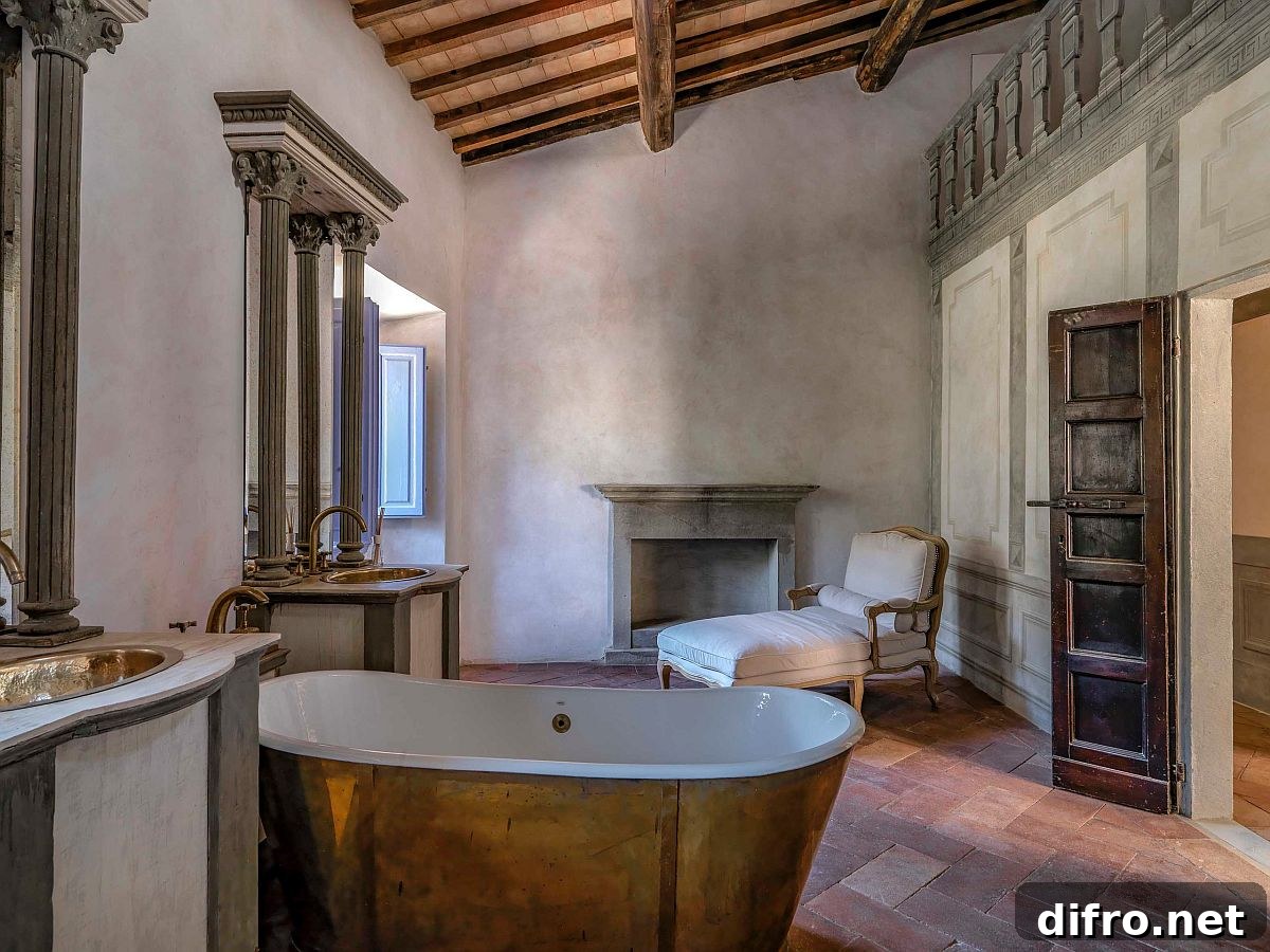 Bathroom with metallic accents and dashing bathtub