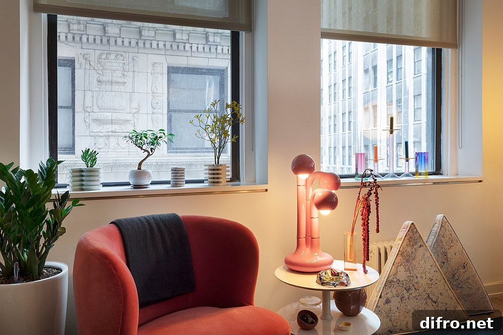 Innovative decor pieces and accessories bring both geometric and visual contrast to this smart New York City apartment