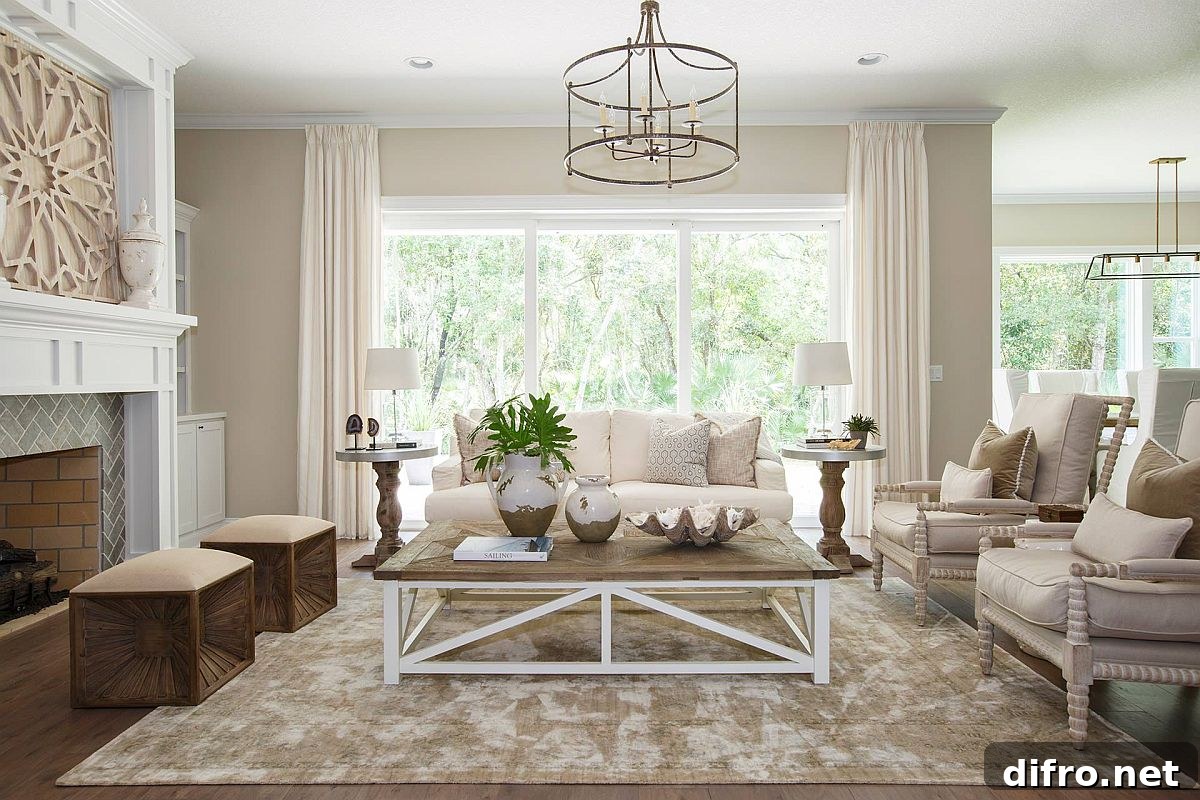 Tone-on-tone beige living room