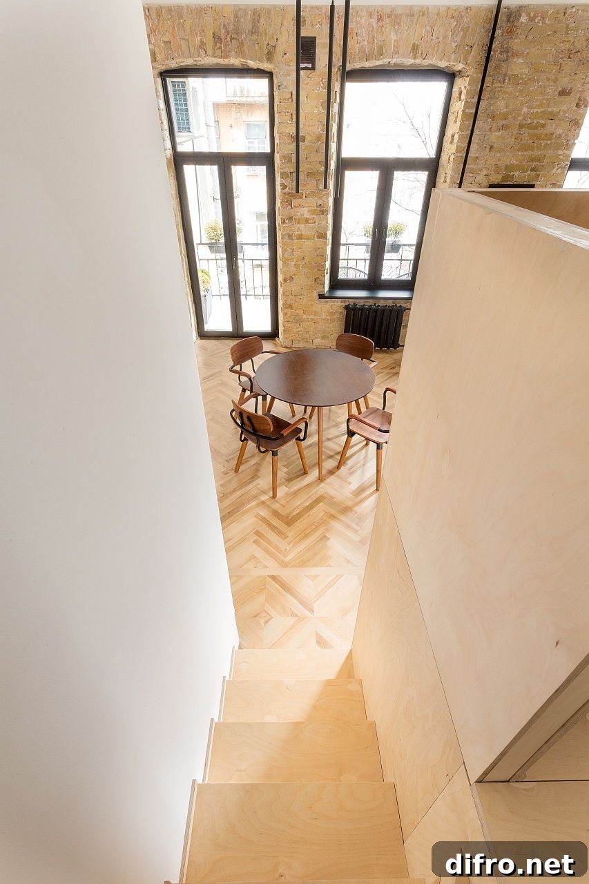 Wooden staircase with integrated storage