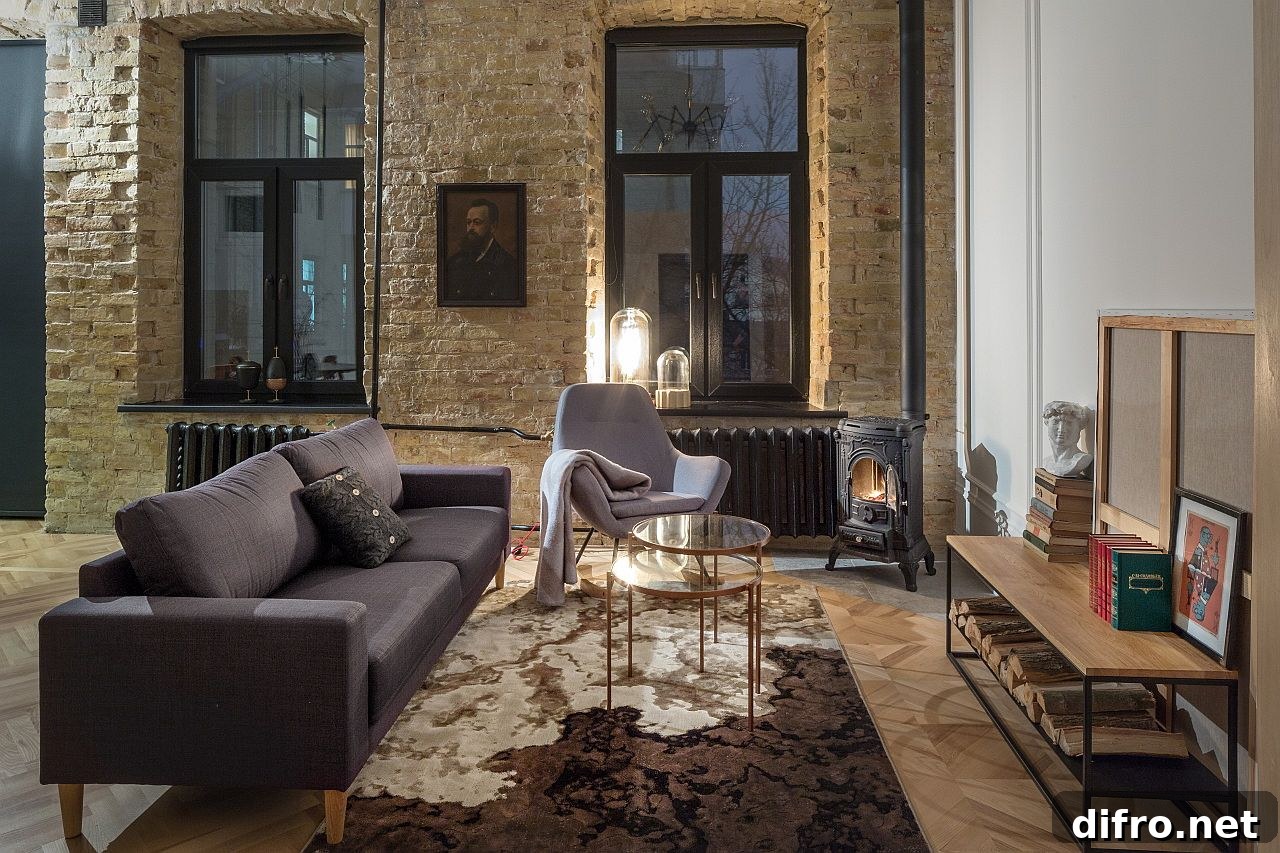 Minimal living area in an open plan apartment