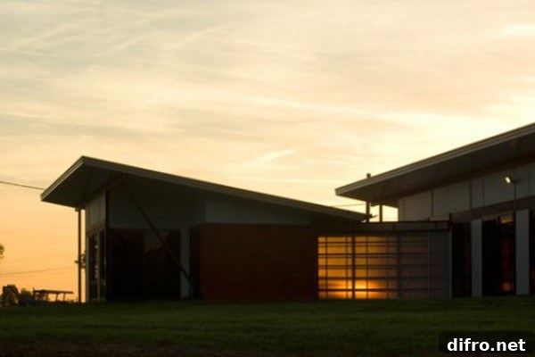 Open-plan living area with views at the Balonne River house