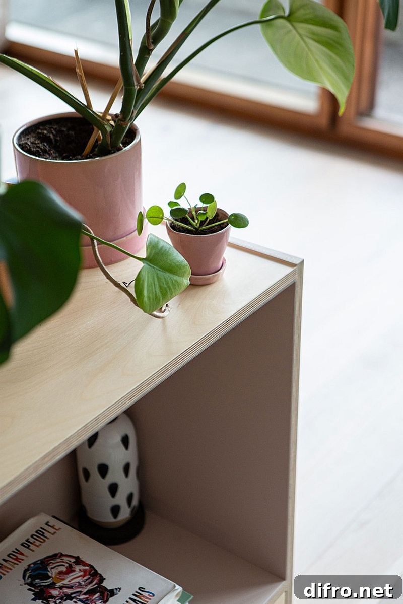 Wooden table decorated with plants