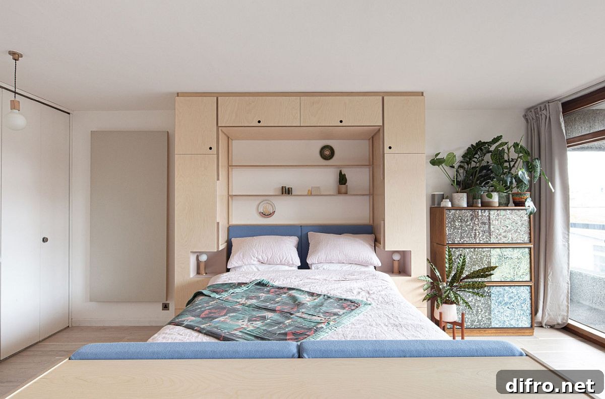 Fold-out bed in small studio