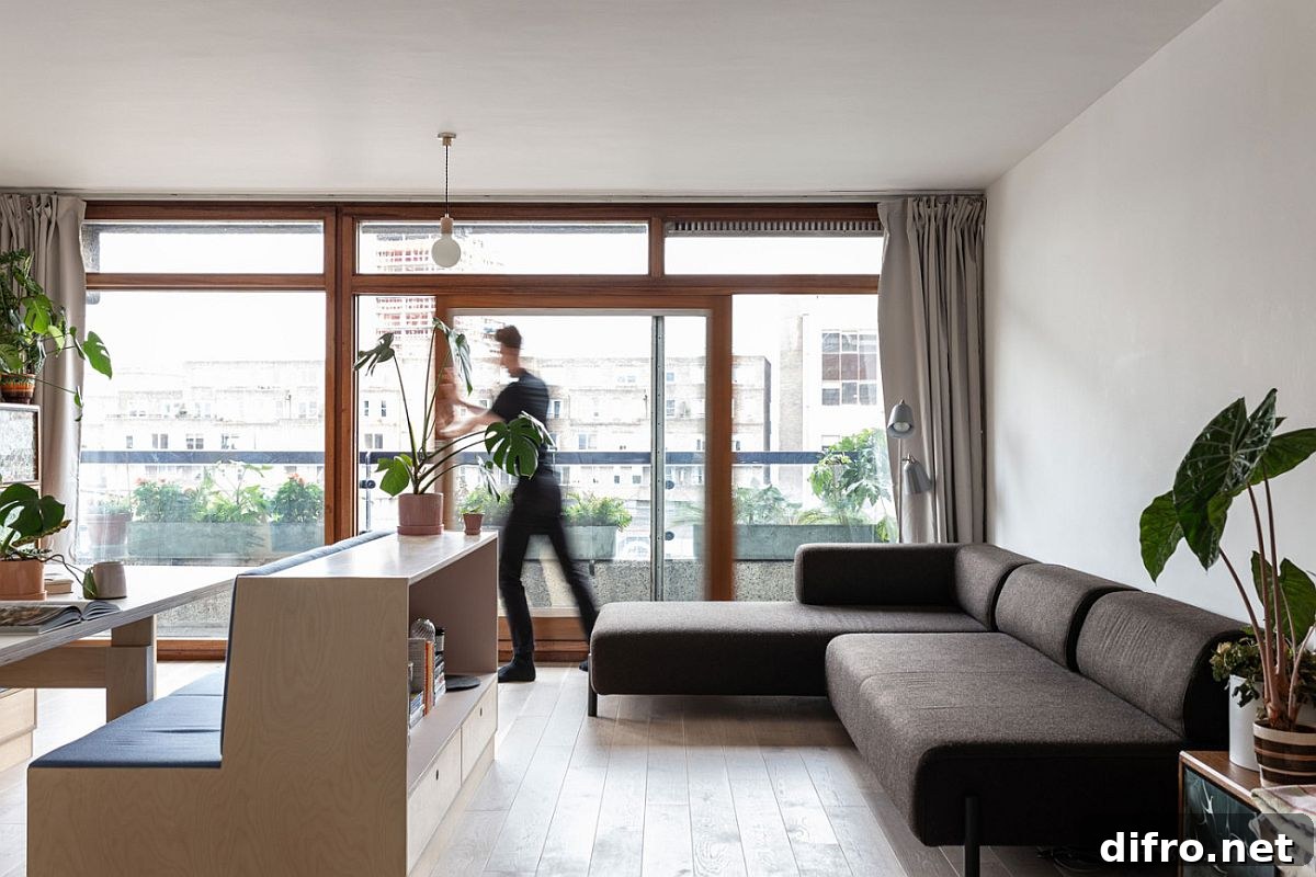 Sliding glass doors bring natural light