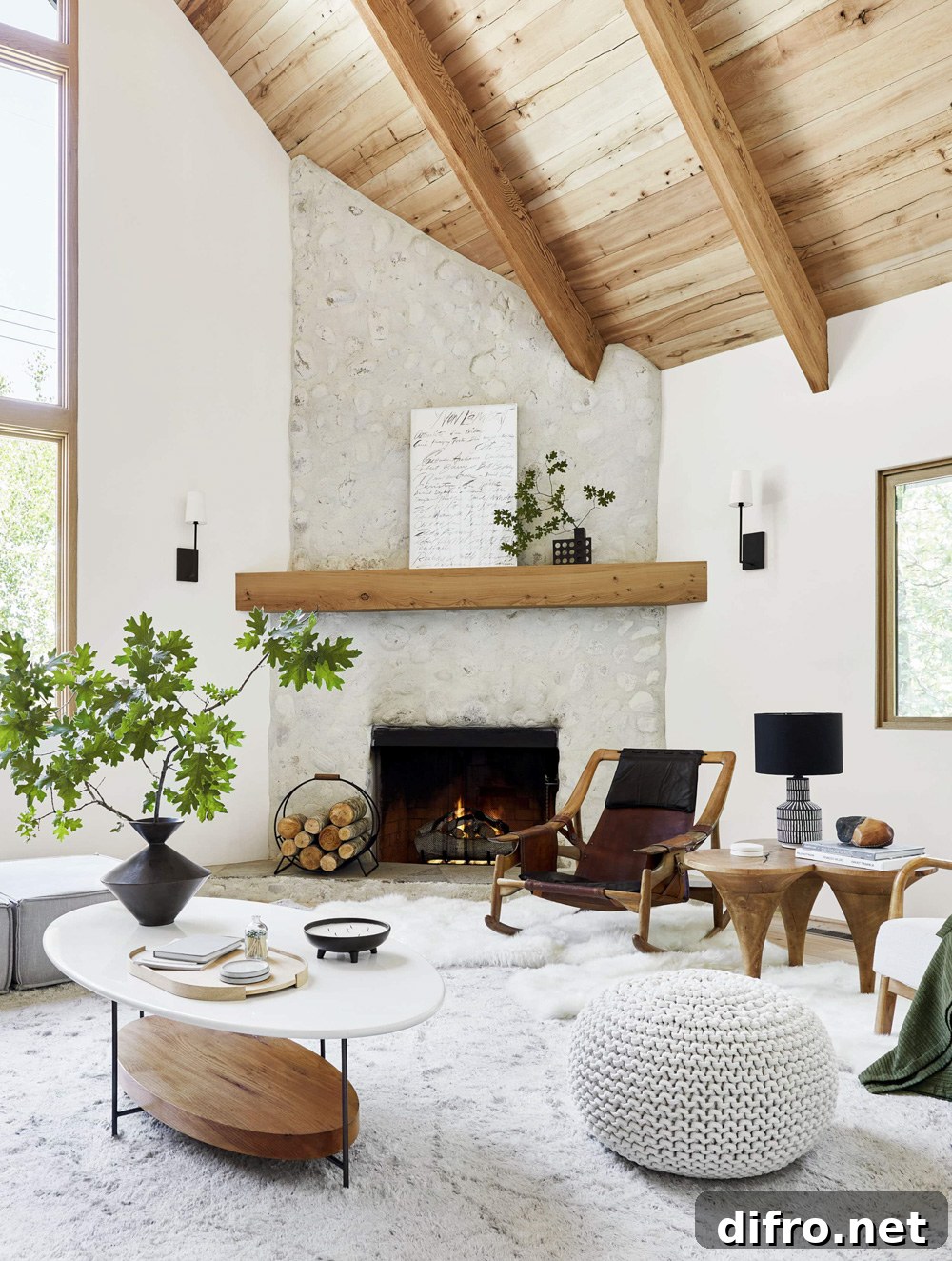 Mountain house living room with Scandinavian influences