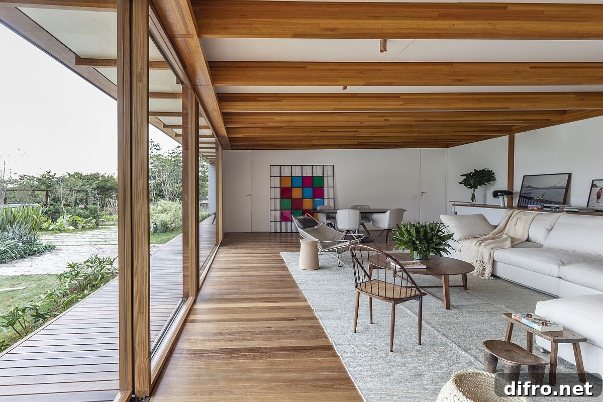 Interior view showing eucalyptus wood finish