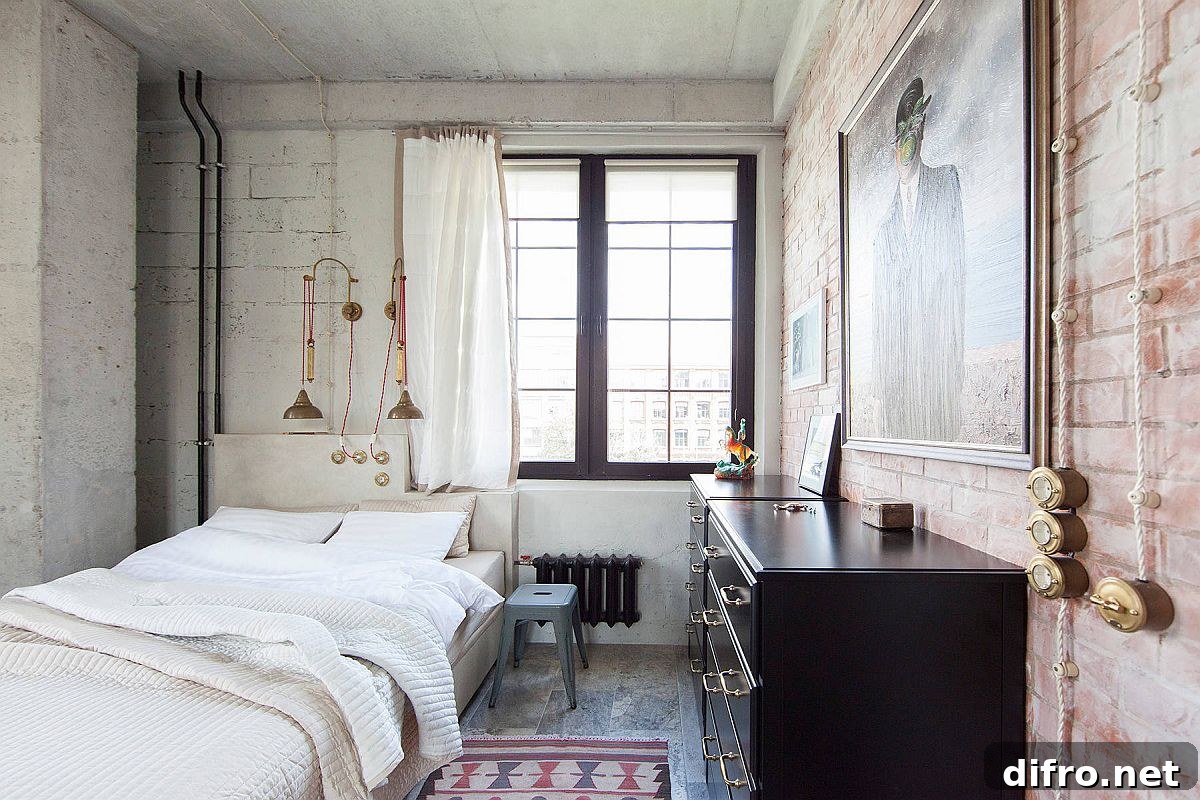 White sheer curtains and metallic fixtures