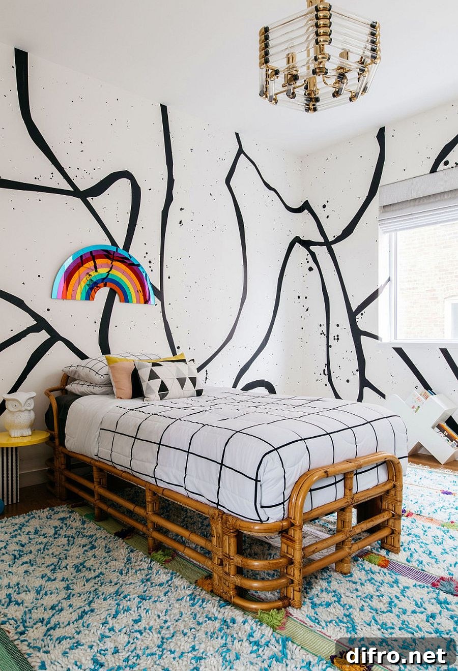 Gender-neutral bedroom enhanced with trendy accents