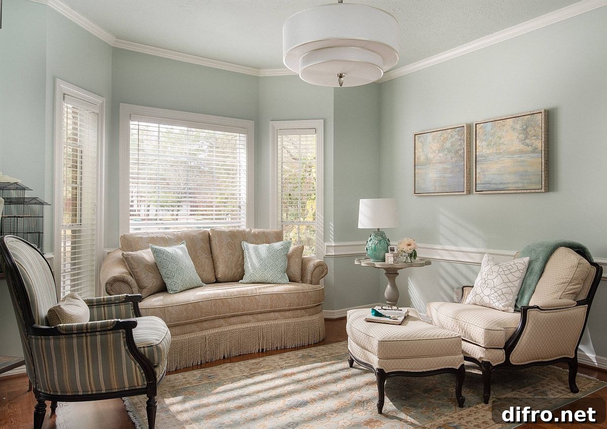 Mint green living room wall
