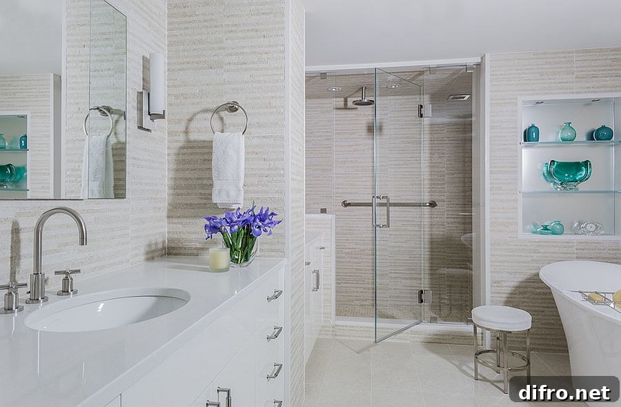 Renovated spa-like bathroom with him & hers design