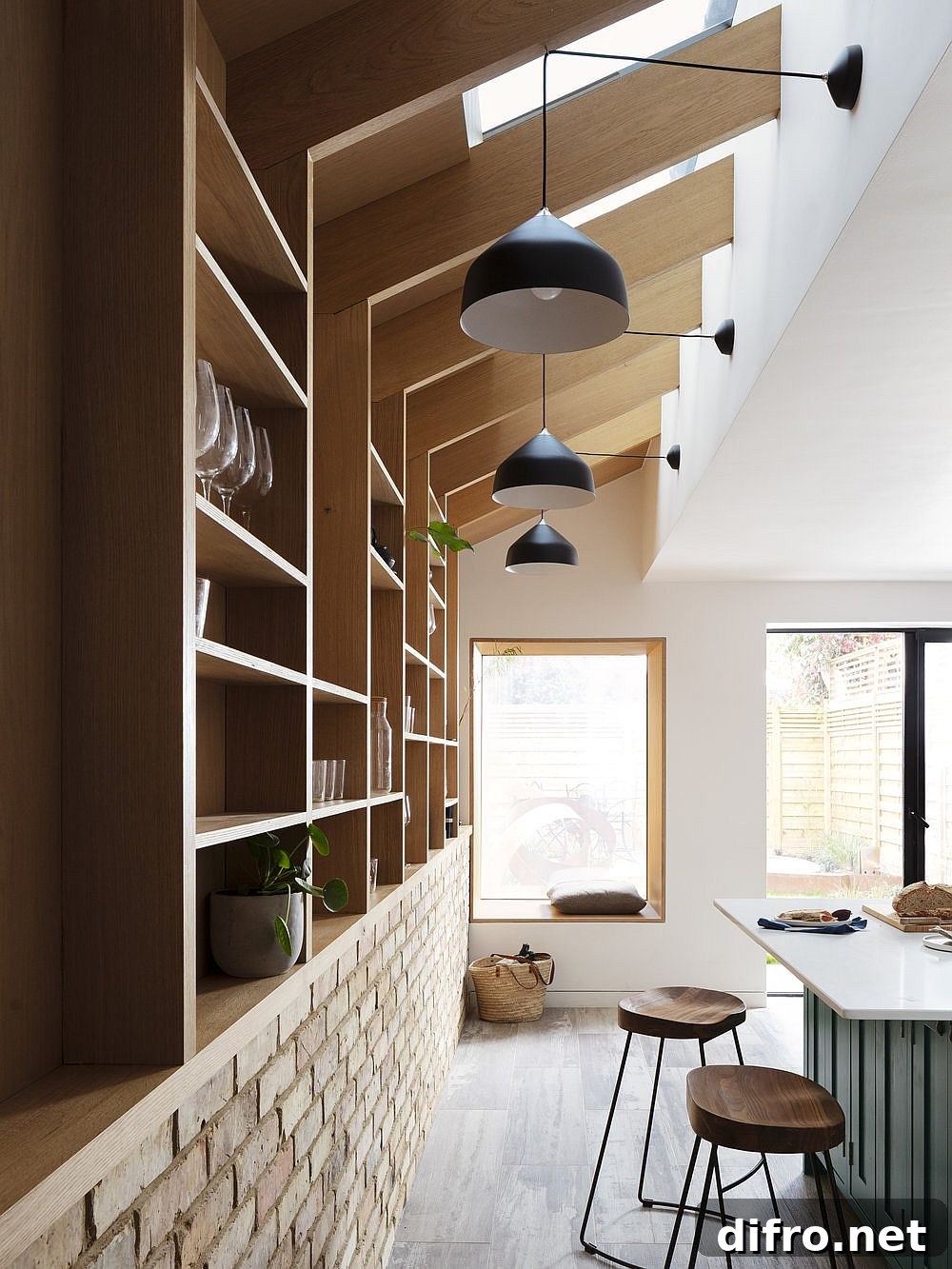 Combine natural light with gorgeous pendants in the kitchen