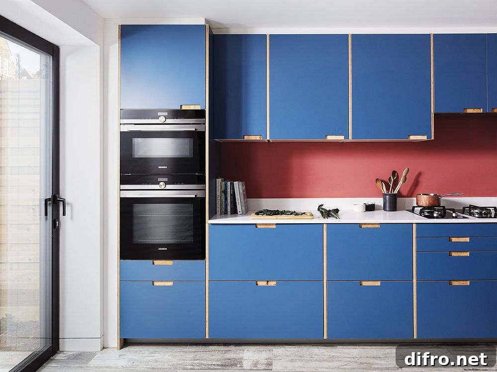 Pink backsplash in the kitchen