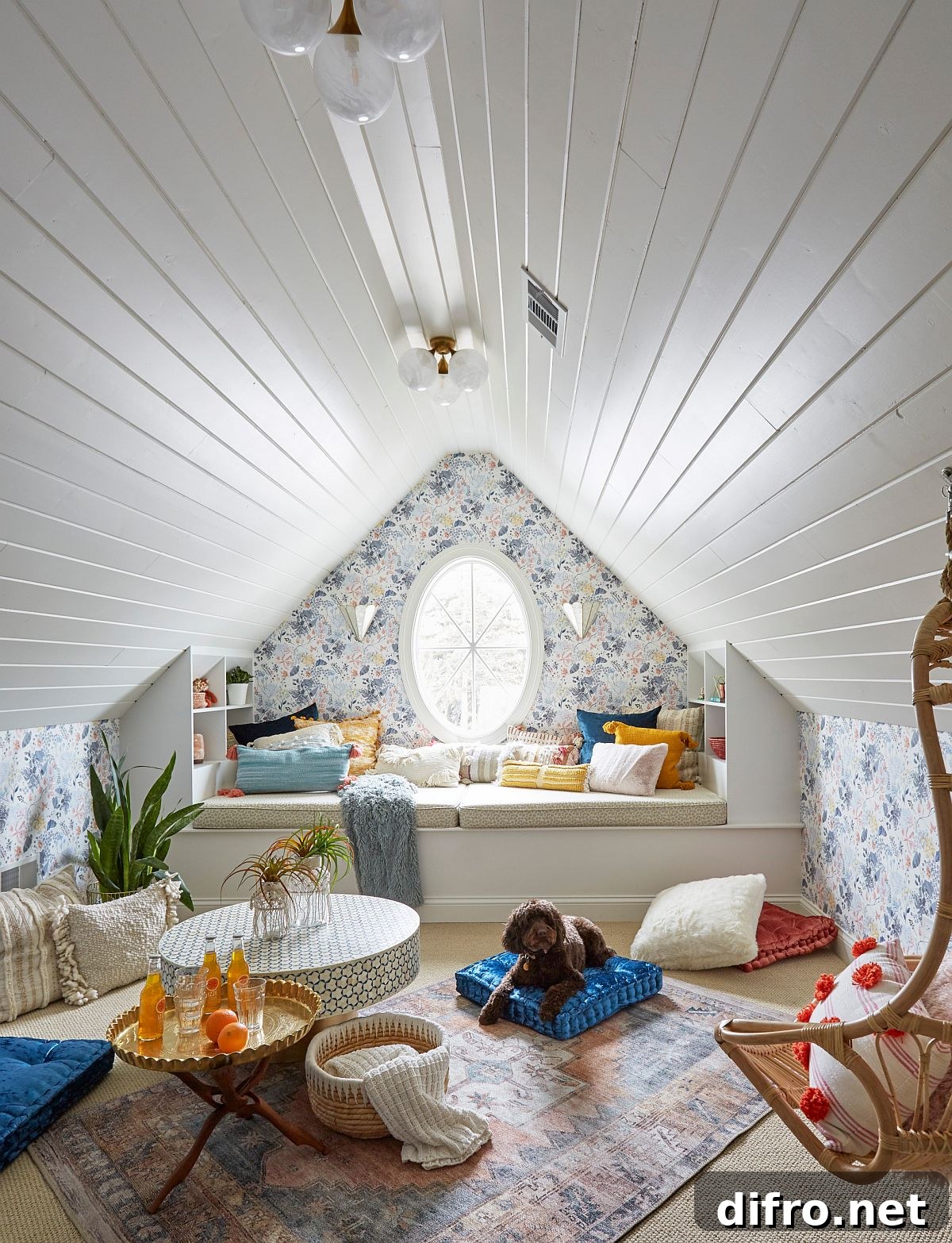 Attic hangout with window seat
