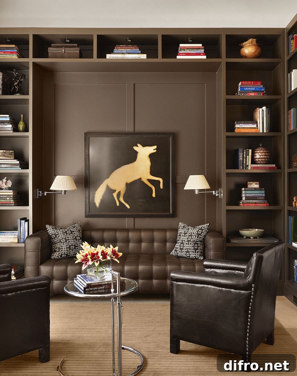 Chocolate brown study with a modern-classic feel