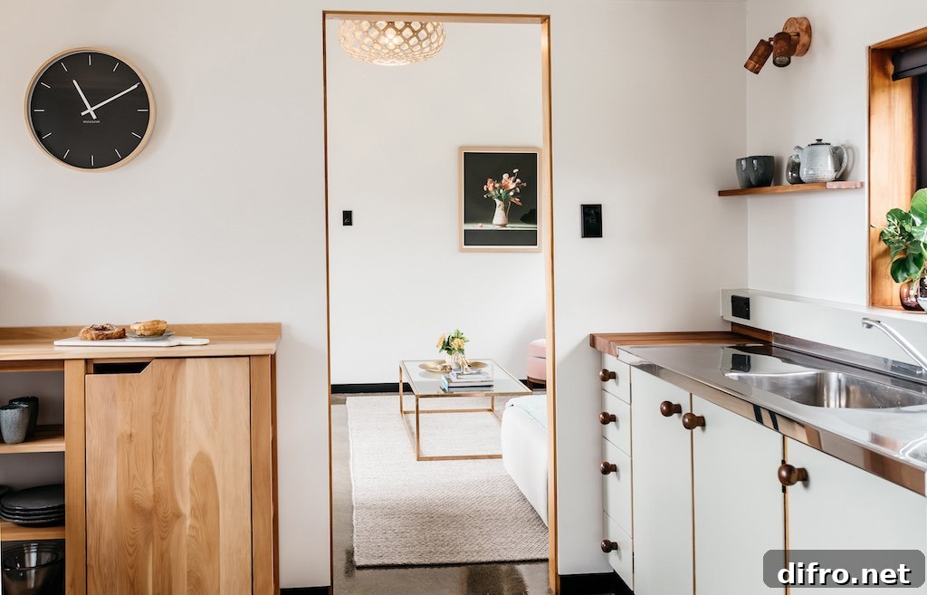 Kitchen with wooden trim in modern cottage