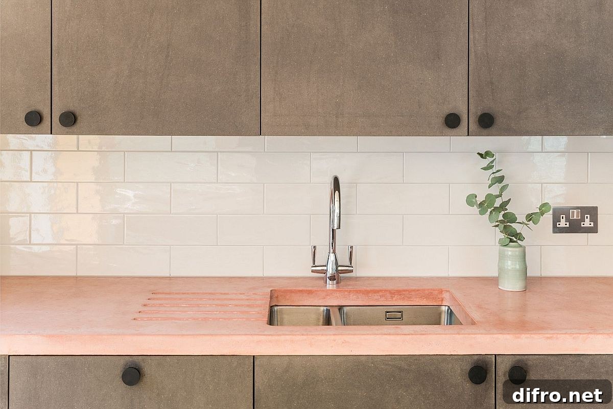 Modern kitchen with blush countertop