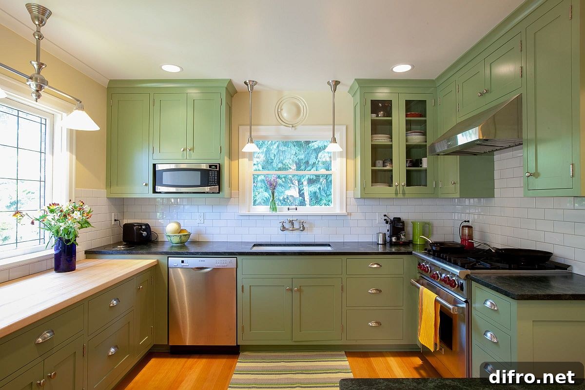 Green kitchen cabinets