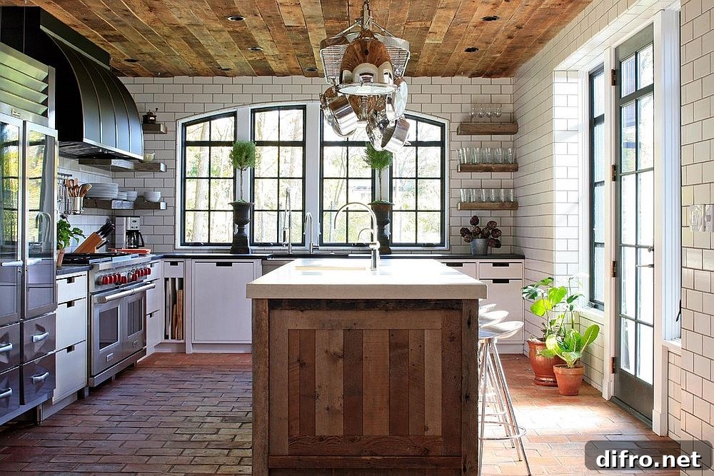 Reclaimed wood in kitchen for eco-friendly vibe