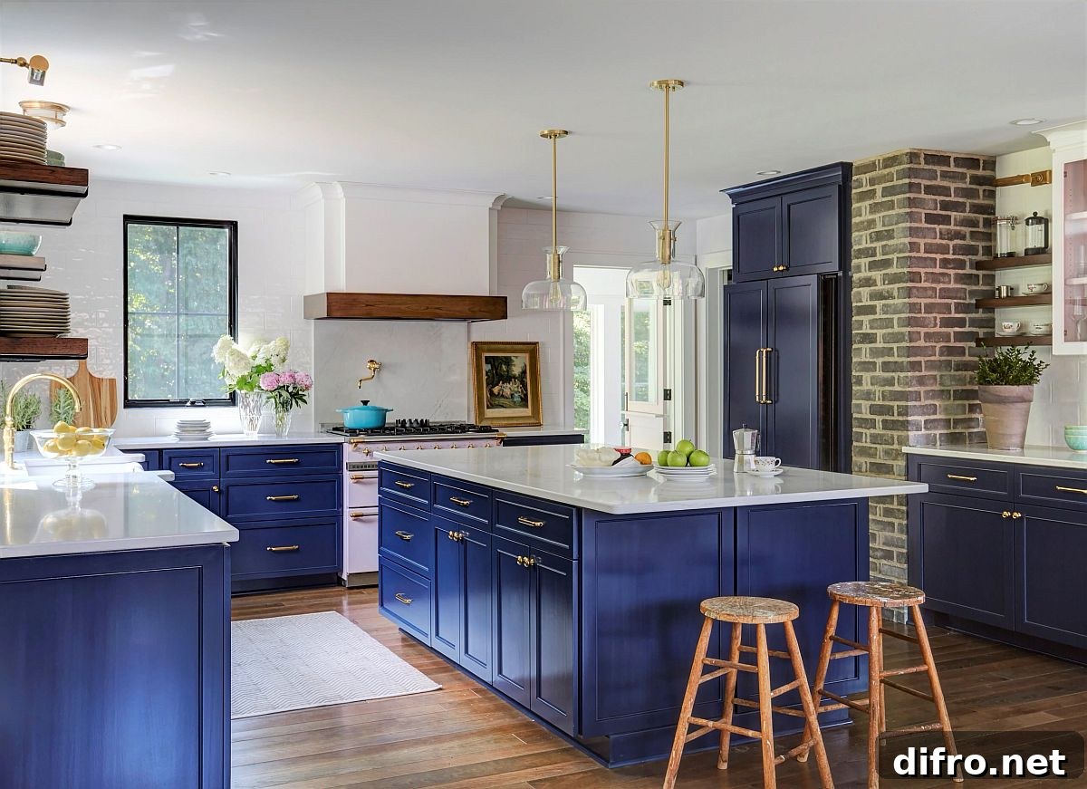 Farmhouse kitchen with blue accents
