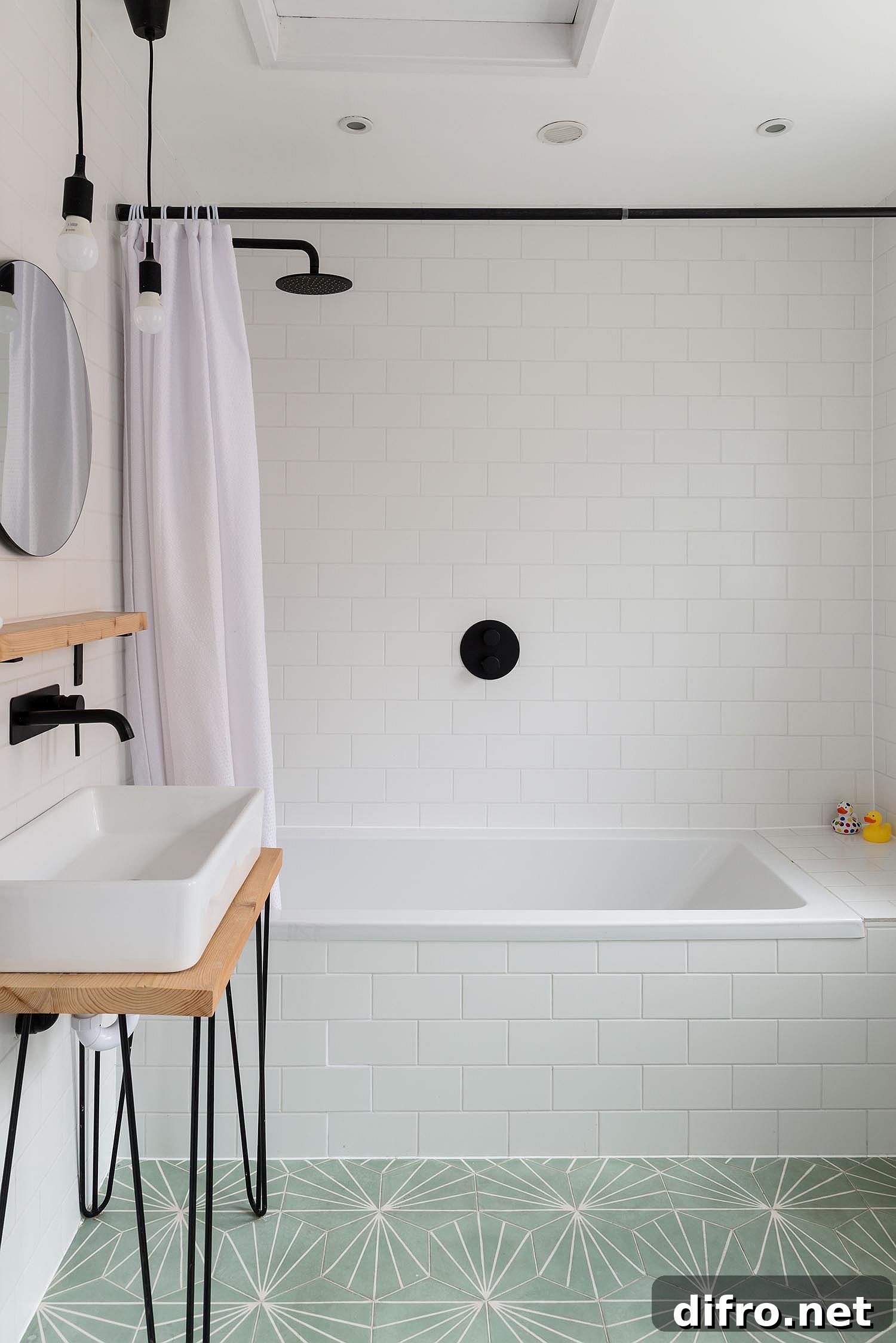 Custom bathroom vanity with hairpin legs