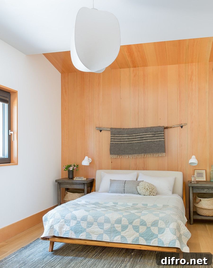Balanced modern and rustic bedroom design