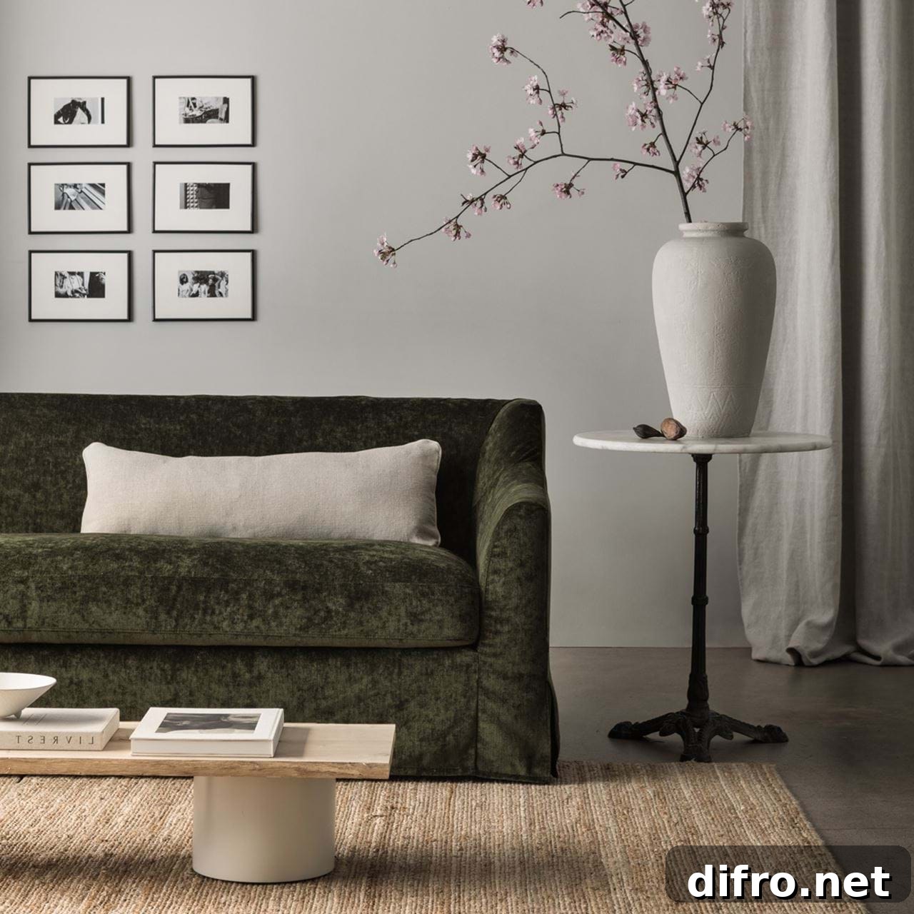 Floral branch in a tall vase
