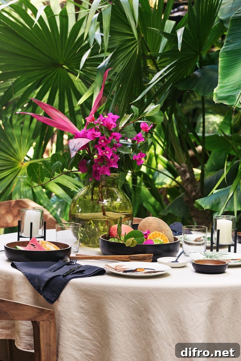 Tropical foliage centerpiece