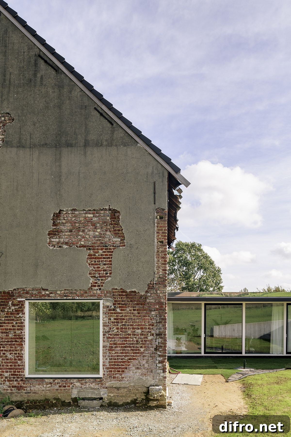 Weathered exterior of the house gives it a unique appeal