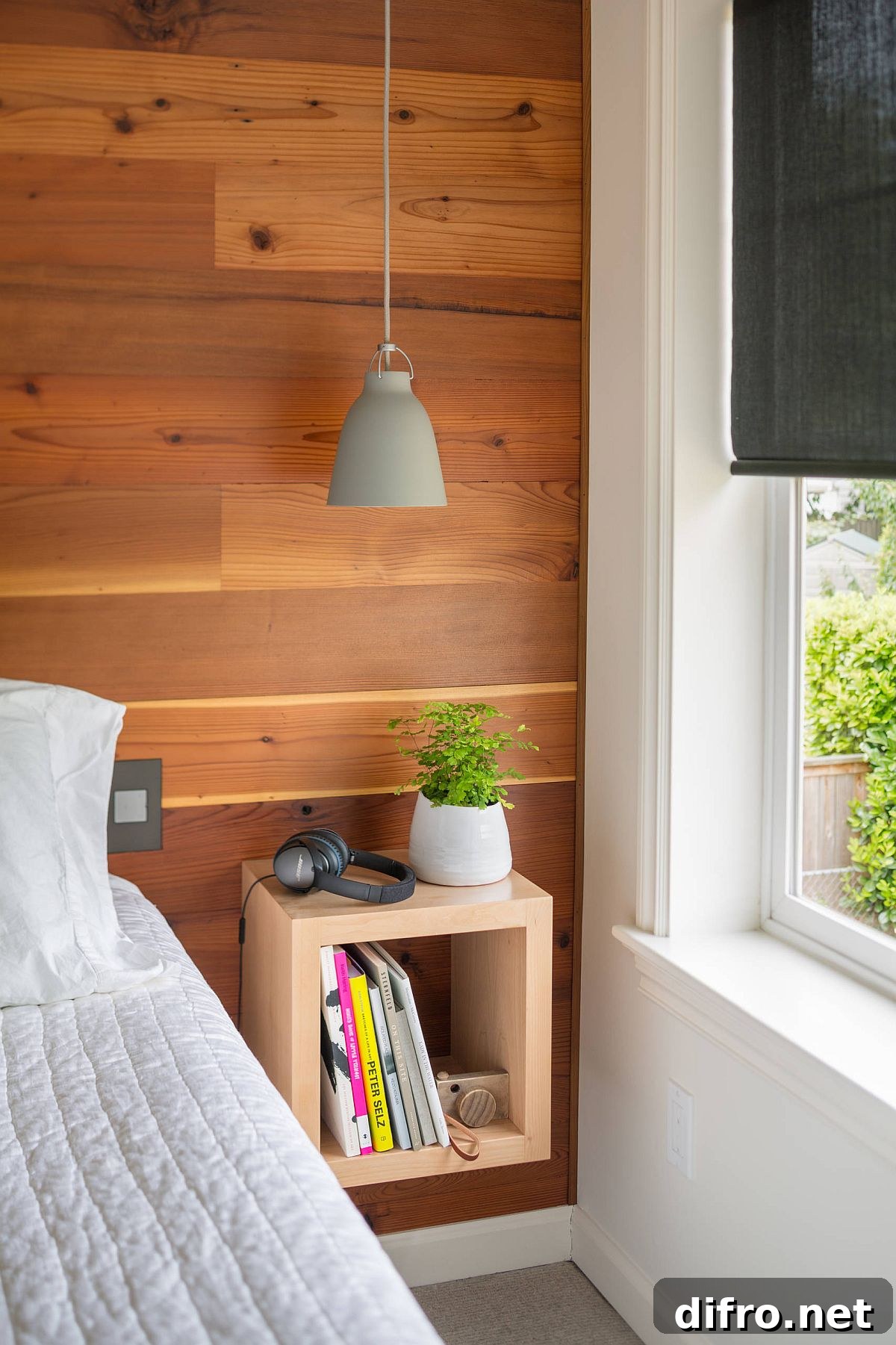 Sleek gray bedside pendant