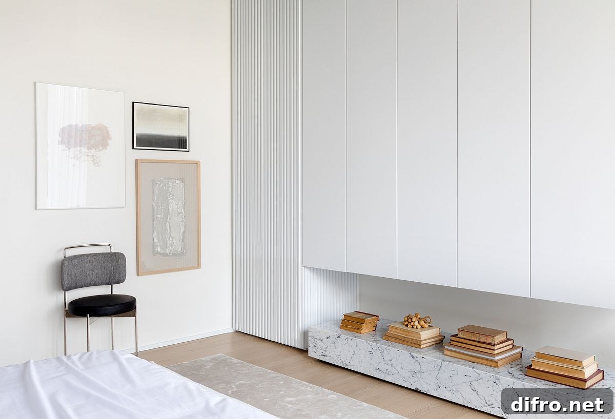 Custom storage areas and niches provide ample space for everything you need inside this dream bedroom-scape