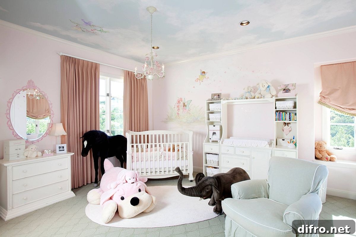 Blue sky wallpaper on ceiling creating a natural, calming atmosphere