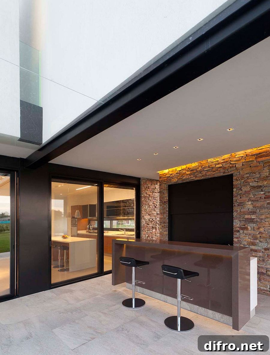 Grill and outdoor seating create a lovely party zone