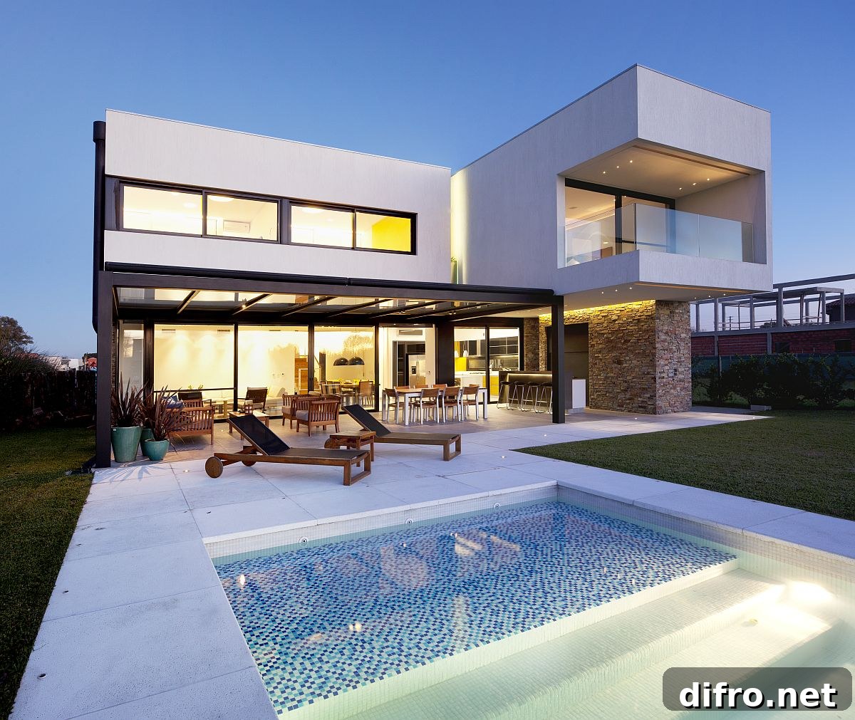 Ample sitting space on the outside provides for a lovely social zone