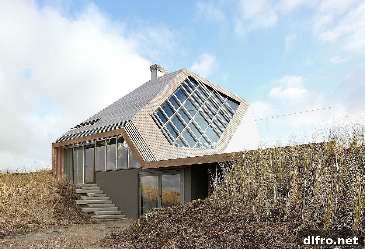 Dune House exterior rising from the dunes