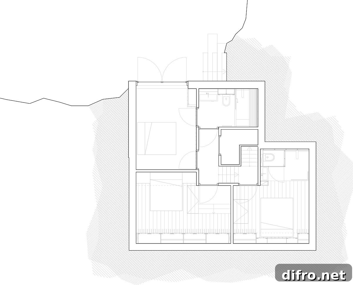 Underground floor plan of the Dune House