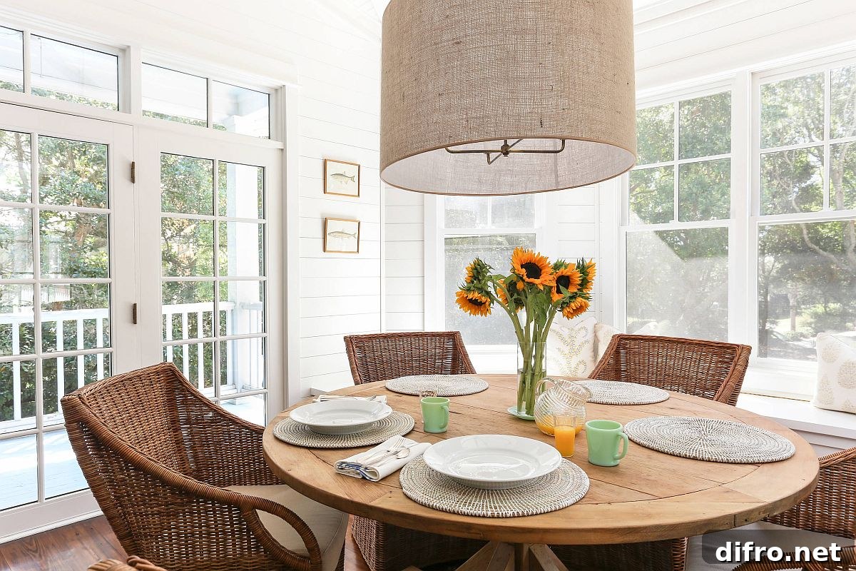 Dining room with beach-style decor