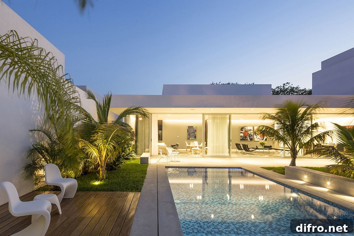 Poolside deck connected to bedroom