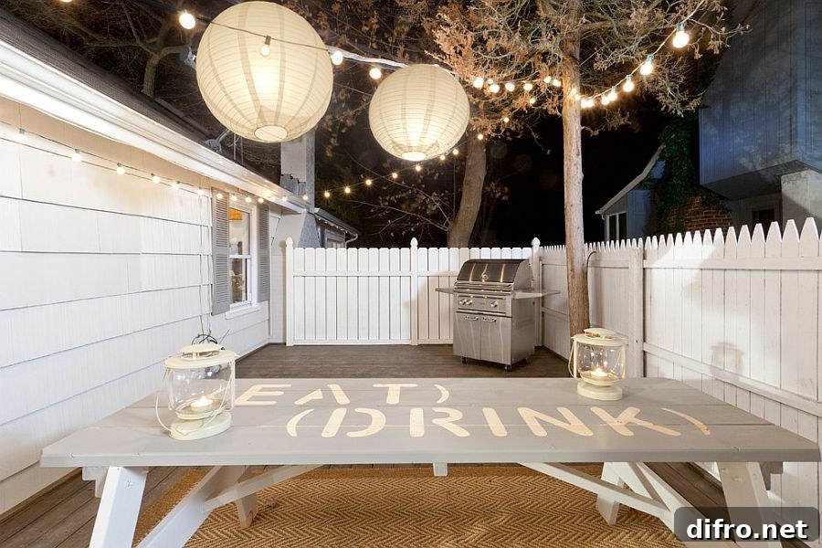 Deck with string lights