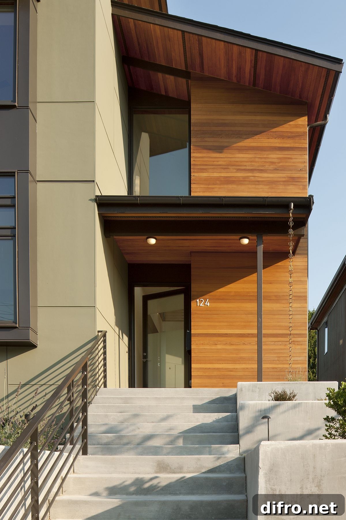 Entryway with colorful front door