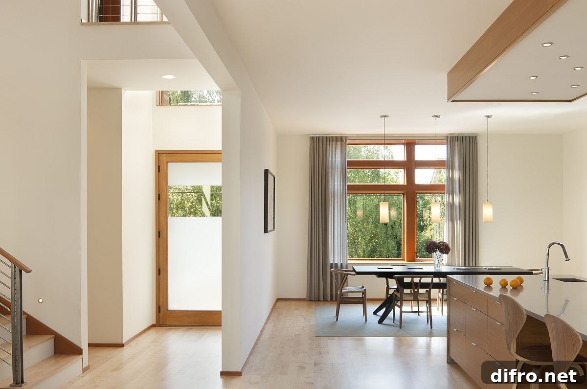Open plan kitchen and dining