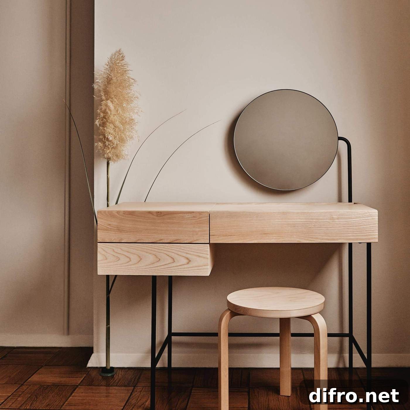Minimalist vanity in natural wood