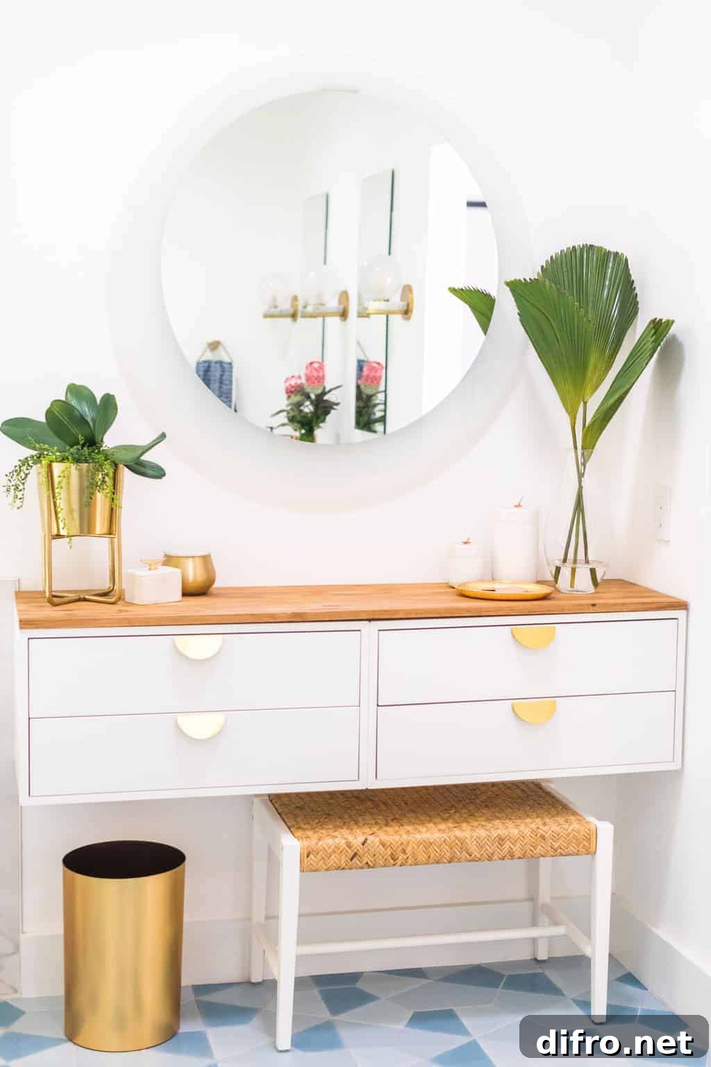 Floating vanity DIY with EKET cabinets and wood top